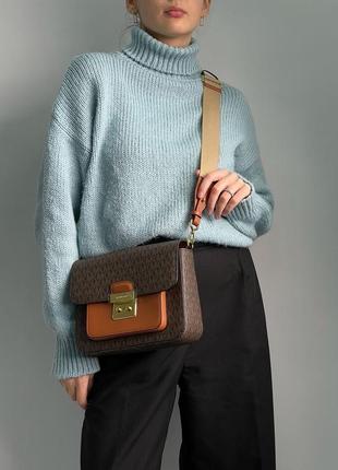 Кожаная сумочка michael kors  для девушек небольшого размера широкий ремешок корс кожана текстиль2 фото