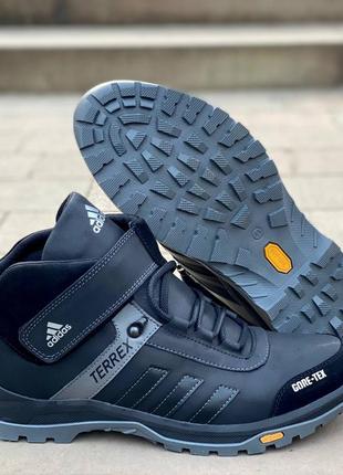 Шкіряні зимові кросівки adidas gore tex black /-/ чоловічі кросівки адідас . зимние кроссовки адидас8 фото