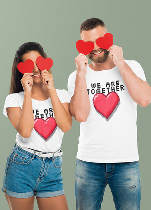 Парные футболки для влюбленных с принтом "we are together. мы вместе" push it