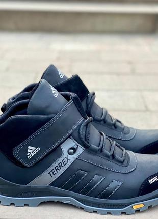 Шкіряні зимові кросівки adidas gore tex black /-/ чоловічі кросівки адідас . зимние кроссовки адидас9 фото