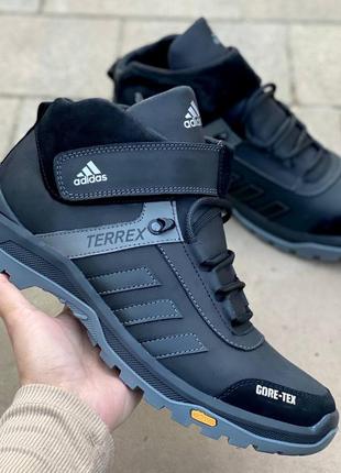 Шкіряні зимові кросівки adidas gore tex black /-/ чоловічі кросівки адідас . зимние кроссовки адидас2 фото