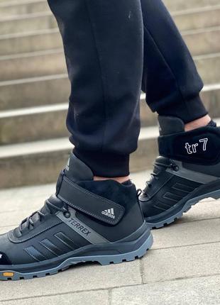 Шкіряні зимові кросівки adidas gore tex black /-/ чоловічі кросівки адідас . зимние кроссовки адидас4 фото