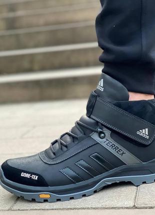 Шкіряні зимові кросівки adidas gore tex black /-/ чоловічі кросівки адідас . зимние кроссовки адидас6 фото