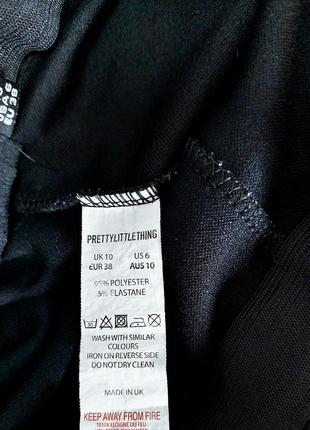 Жіночі чорні укорочені брюки в клітинку з високою посадкою на зав'язках, пояс на резинці від бренду prettylittlething4 фото