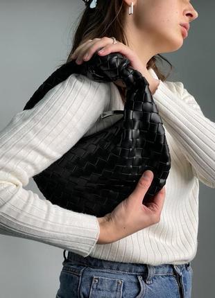 Женская сумка в черном цвете bottega veneta  хобо мягкая кожаная премиум ботега2 фото