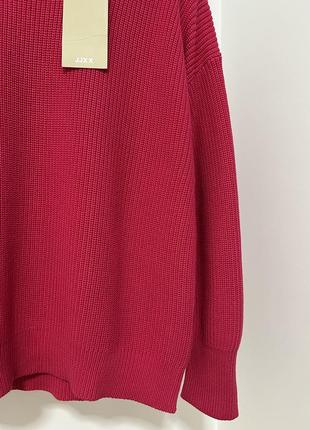 Натуральний малиновий теплий котоновий вʼязаний светер jjxx6 фото