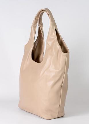 Женская сумка бежевая сумка бежевый шопер бежевый шоппер сумка хобо сумка мешок2 фото