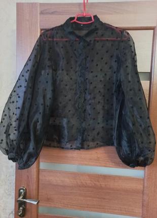 Блуза из органзы с пышными рукавами