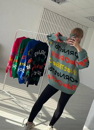 Туніка светр з фактурним написом4 фото