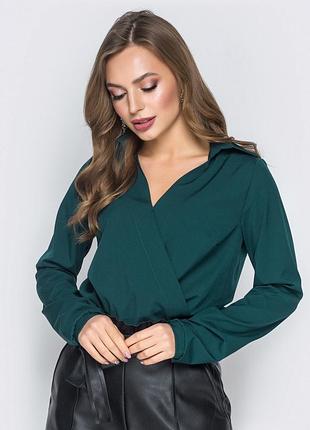 Изумрудная блузка h&m на запах