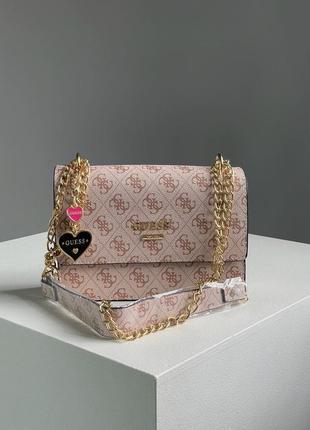 Женская сумочка через плечо guess mini bag pink гесс кросс - боди клатч