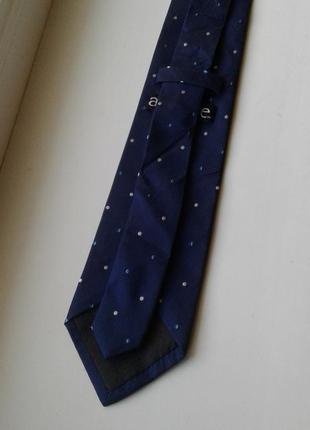 Брендовый шелковый галстук темно-синего цвета в вышитую крапинку avenue6 фото