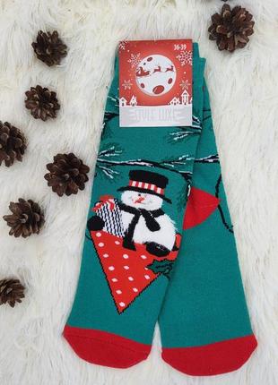 Махрові жіночі новорічні шкарпетки сніговик. шкарпетки на подарунок. підліткоі шкарпетки.