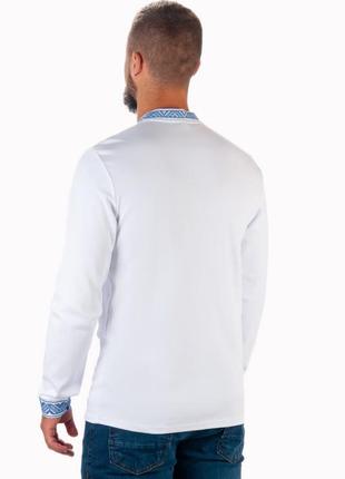 Мужская вышиванка белая, белья вышиванка мужская, вышитая рубашка трикотажная2 фото
