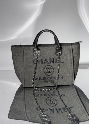 Сумка в стиле chanel deauville large shopping bag emerald