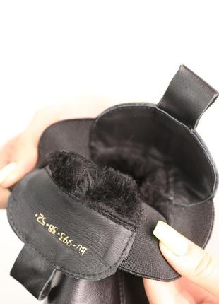 Челси женские зимние кожаные с мехом черные 36 37 38 39 40 4110 фото