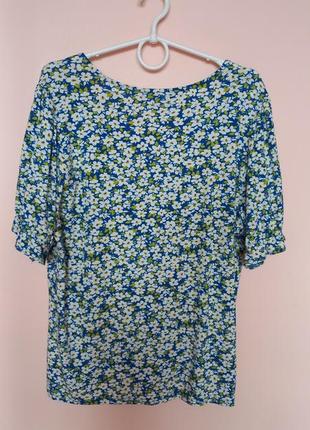 Цветочная натуральная трикотажная блузка на пуговицах, футболочка, футболка, блуза трикотаж 50-52 р.6 фото