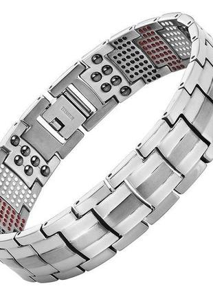 Мужской магнитный анионный браслет 19 см + подарочная коробка