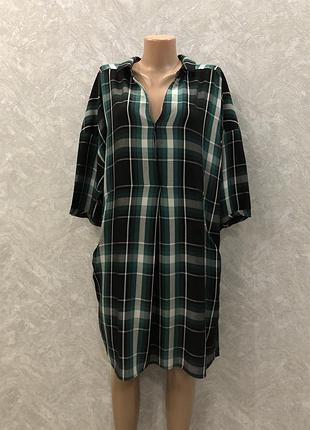 Платье балахон в клетку с карманами