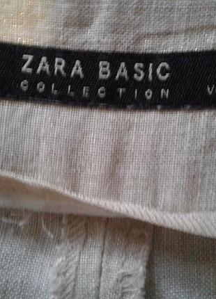 Льняные укороченные брюки zara, s4 фото