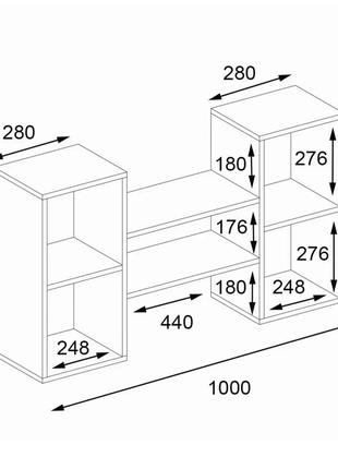 Навісна полиця для книг і декору ш1000/в600/г180 мм венге2 фото