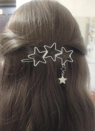 Заколка женская золотого цвета звезды для волос шпилька1 фото