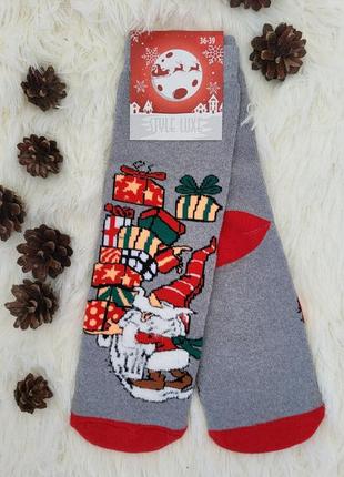 Махрові жіночі новорічні шкарпетки. шкарпетки на подарунок.