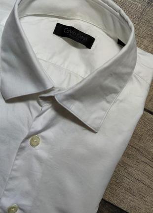Чоловіча брендова бавовняна приталена сорочка calvin klein оригінал розмір 40 (m)3 фото