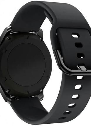 Ремінець silicone з металевим кільцем для смарт-годинника samsung/amazfit/huawei (20 mm) black (код