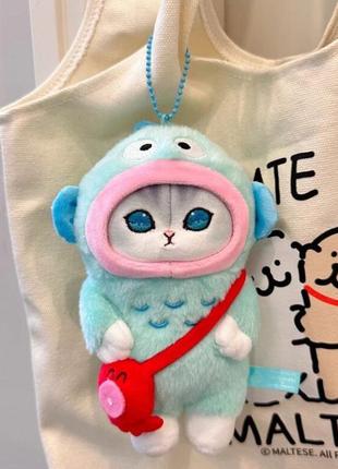 М'яка іграшка кіт у костюмі акули із сумкою 15 см2 фото