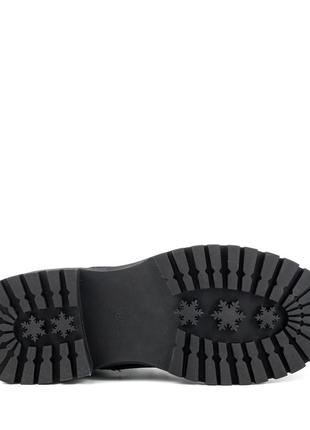 Ботинки женские кожаные демисезонные,на тракторной подошве,на платформе, черные,на каблуке 1755б7 фото