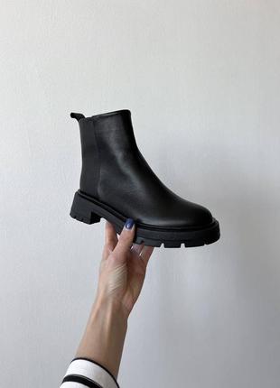 Зимові черевики челсі ботінки шкіряні у чорному кольорі 🔥🔥🔥 якість топ