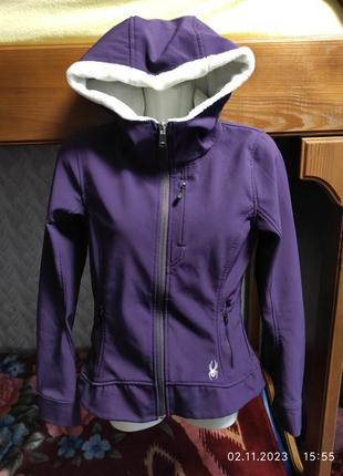 Фиолетовая,фирменная термо куртка на флисе 44 р1 фото
