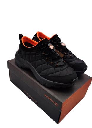 Мужские кроссовки merrell ice cap moc termo черные с оранжевым (термо)