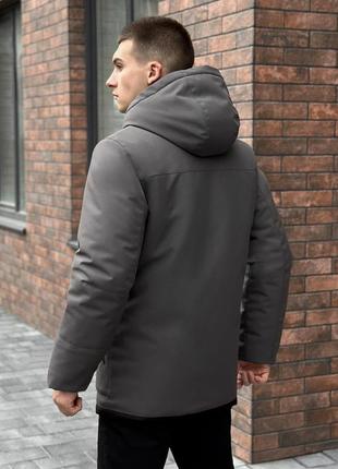 Парка чоловіча зимова подовжена до -28 * с з капюшоном тепла alpin сіра | куртка пряма з 7 кишенями зима6 фото