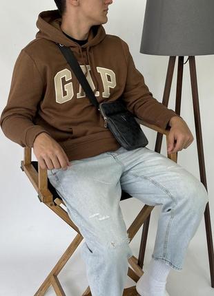 Мужское худи &lt;unk&gt; кофта gap brozen brown (с флисом)7 фото