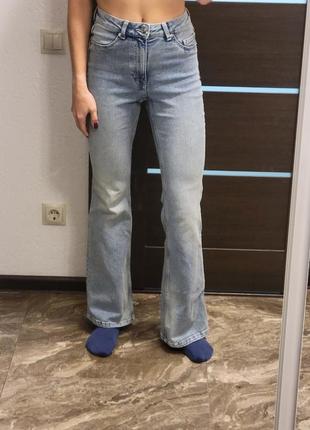 Широкі джинси h&m, розкльошені штани, bootcut jeans,8 фото