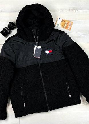 Теплая мужская куртка tommy hilfiger черная &lt;unk&gt; шикарные осенние зимние куртки томми хилфигер