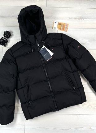Куртка чоловіча зимова tommy hilfiger чорна | теплі зимні куртки фірмові томмі хілфігер