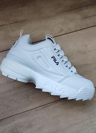 Fila disruptor білі шкіряні кросівки черевики