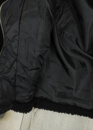 Жіноча куртка бомбер sinsay чорного кольору тедді хутро осінь весна розмір м (38)8 фото