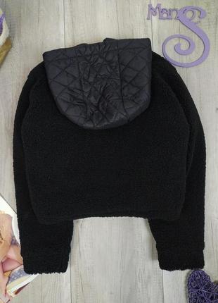 Жіноча куртка бомбер sinsay чорного кольору тедді хутро осінь весна розмір м (38)6 фото