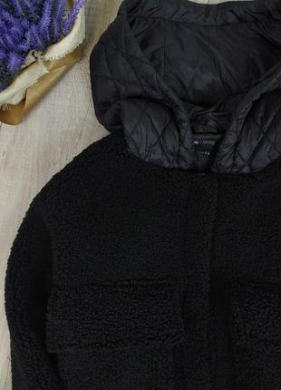 Жіноча куртка бомбер sinsay чорного кольору тедді хутро осінь весна розмір м (38)4 фото