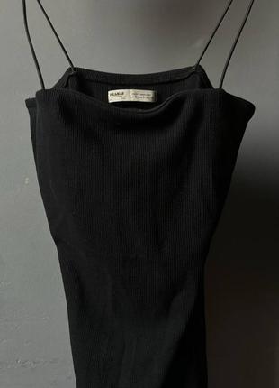 Платье черное мини в рубчик4 фото