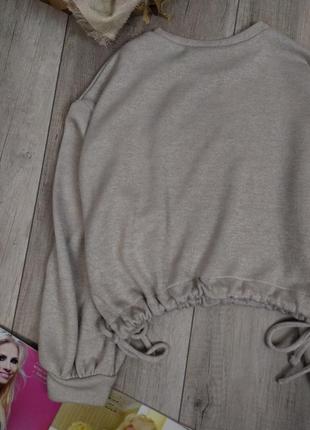 Женский укороченный свитшот zara серый завязки по бокам размер l5 фото