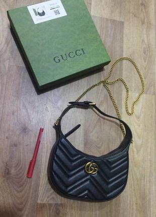 Жіноча брендова сумка gucci гуччі, сумки напівкругла, брендова сумка, сумка з логотипом, сумка шкіряна