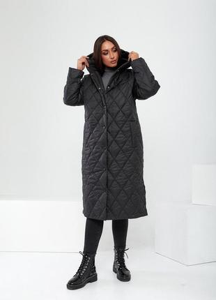 Женское осеннее длинное теплое стеганое пальто зимнее,женское зимнее осеннее стеганое пальто теплое1 фото
