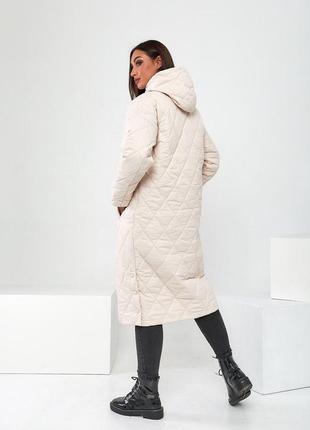 Жіноче осіннє довге тепле стьобане пальто зимнє,женское зимнее осенние стёганое пальто тёплое6 фото