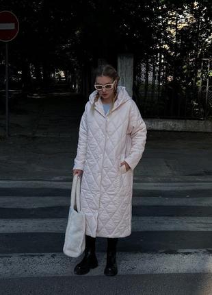 Жіноче осіннє довге тепле стьобане пальто зимнє,женское зимнее осенние стёганое пальто тёплое7 фото
