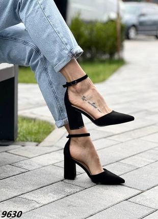 Туфли черные босоножки 24,5/25,5см